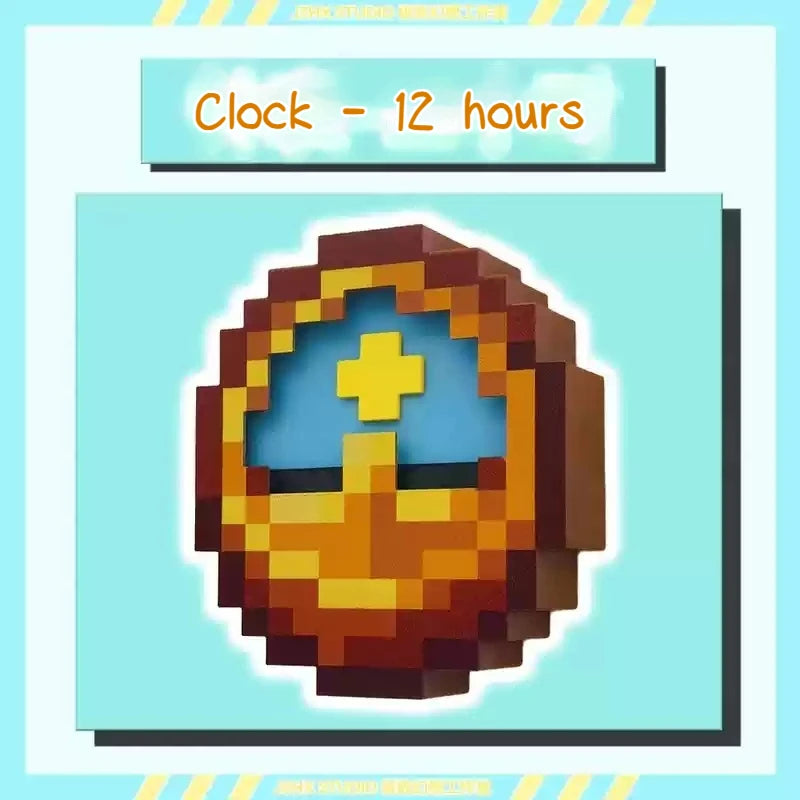 Iconic Pixel Day & Night Wall Clock 24H Rotating Cycle