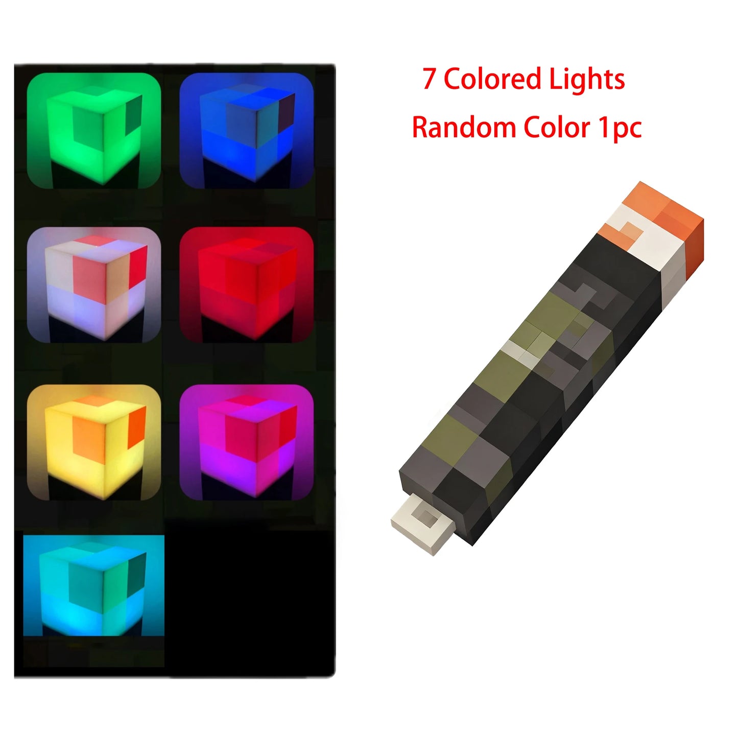 Pixel Wind Mini Torch – USB-rechargeable LED keychain, perfect as a night light, backpack pendant, or fun collectible