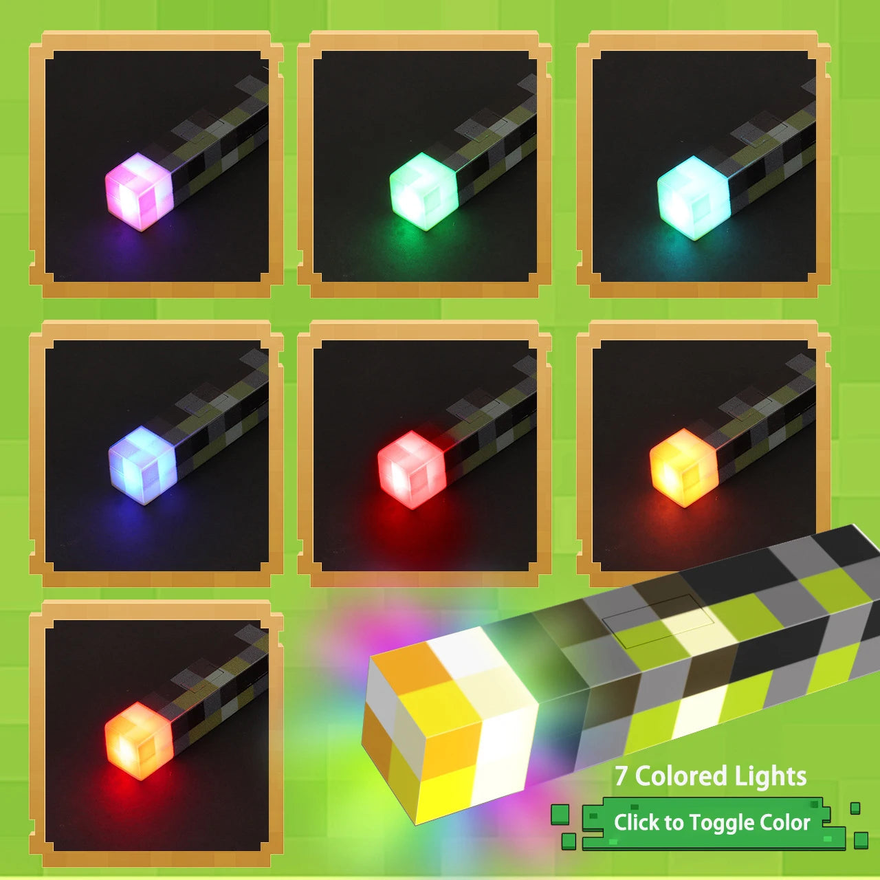 Pixel Wind Mini Torch – USB-rechargeable LED keychain, perfect as a night light, backpack pendant, or fun collectible