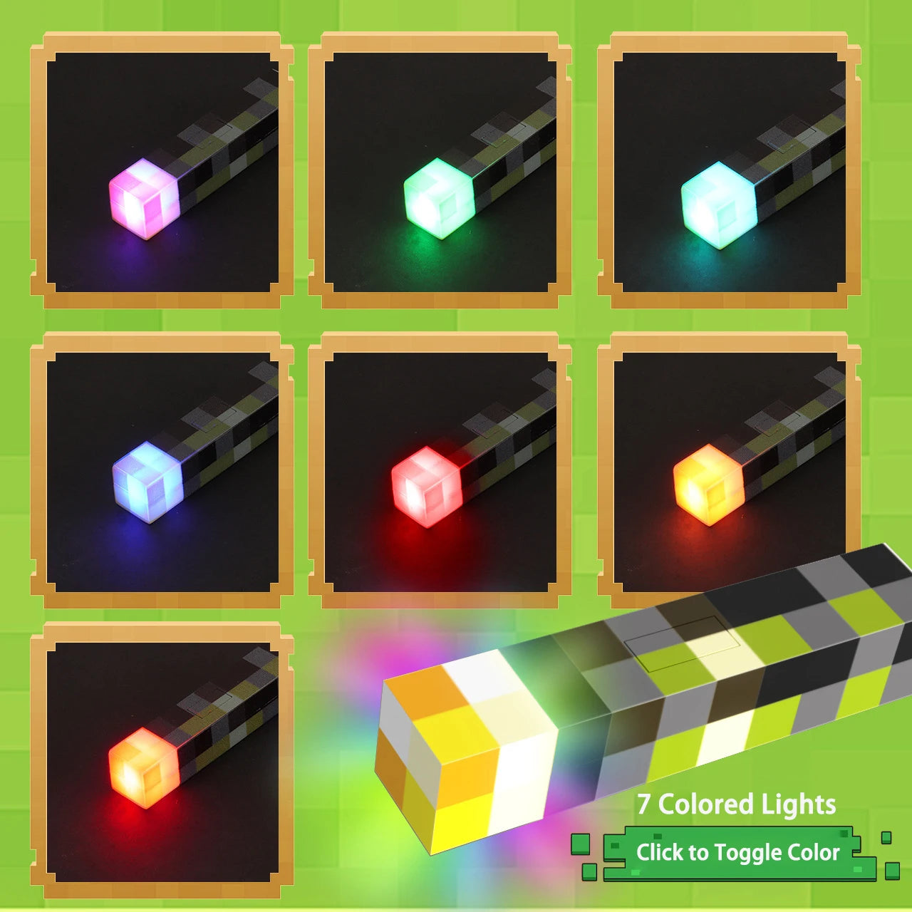 Pixel Wind Mini Torch – USB-rechargeable LED keychain, perfect as a night light, backpack pendant, or fun collectible