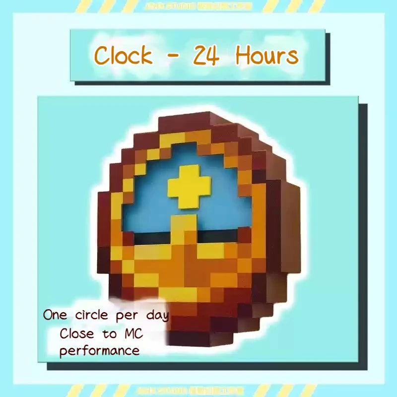 Iconic Pixel Day & Night Wall Clock 24H Rotating Cycle