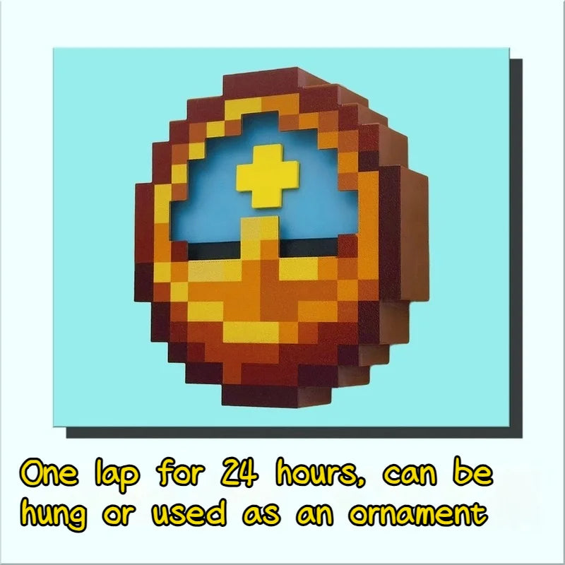 Iconic Pixel Day & Night Wall Clock 24H Rotating Cycle