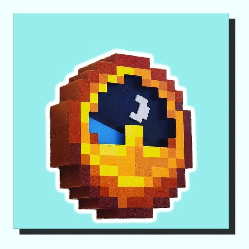 Iconic Pixel Day & Night Wall Clock 24H Rotating Cycle